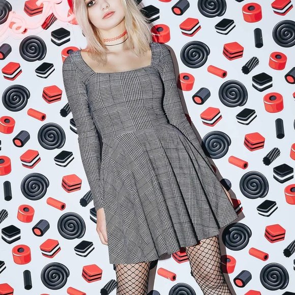 Blackmilk - Tweed Mono Squared Up Mini Skater Dress - Limited - Picture 4 of 8